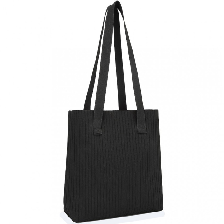 Дамска пазарска чанта, полиестер, Miss Lulu LB2326BK Черна