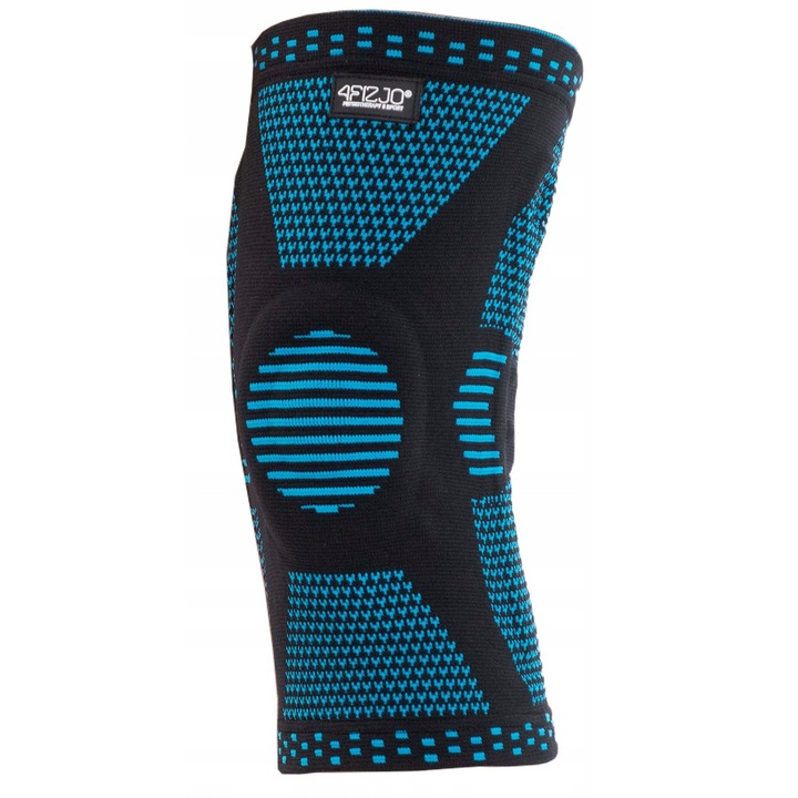 Bokamerevítő, elasztikus térdmerevítő, 4FIZJO, nylon, fekete/kék, S