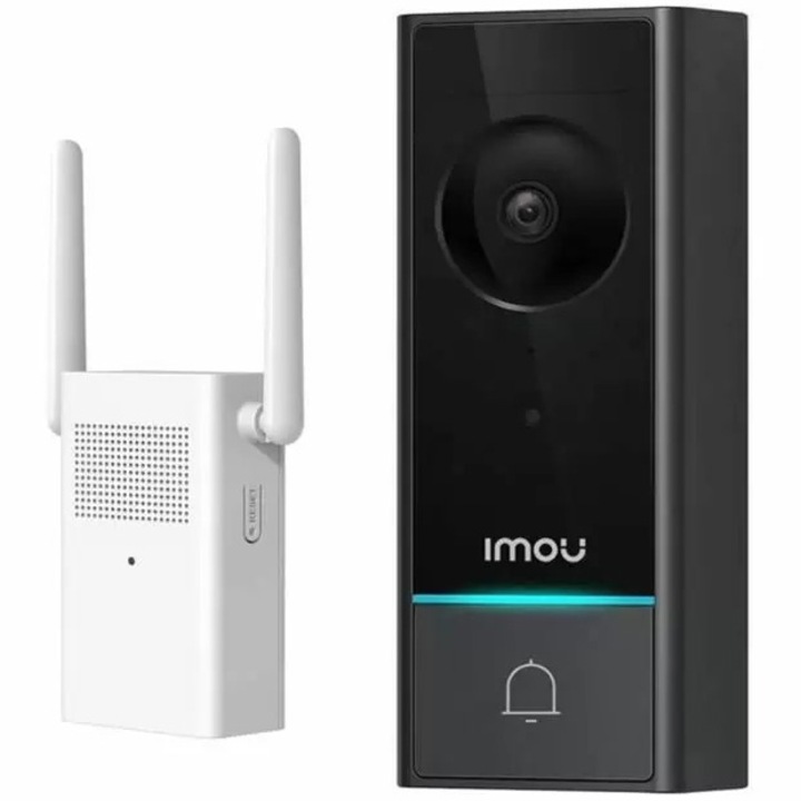 Sonerie inteligenta cu camera video Imou DB60 Kit DOORBELL-WLESS-DB60KIT-IMOU, Wi-Fi, rezolutie 5MP UHD, senzor de miscare, viziune nocturna 5m, memorie interna 4 GB eMMC, acumulator 6200 mAh, IP65