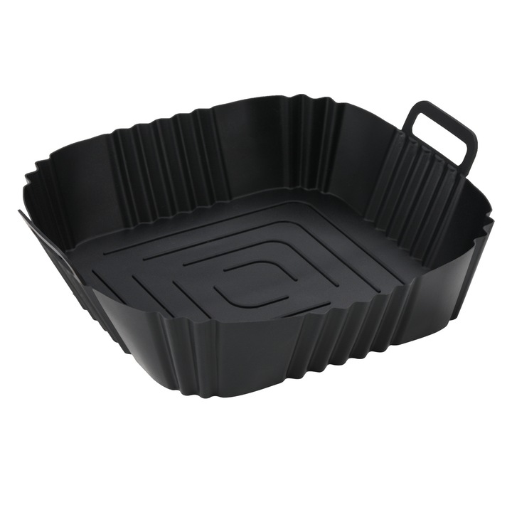 Tava de copt din silicon pentru Airfryer, set de 2 bucati, negru