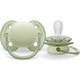 Set 2 suzete Philips-Avent SCF091/05, ultra soft 0-6 luni, Ortodontice, fara BPA, Verde/Bej