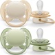 Set 2 suzete Philips-Avent SCF091/05, ultra soft 0-6 luni, Ortodontice, fara BPA, Verde/Bej