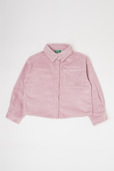 United Colors of Benetton, Джинсова риза с джоб на гърдите, Прашно розово