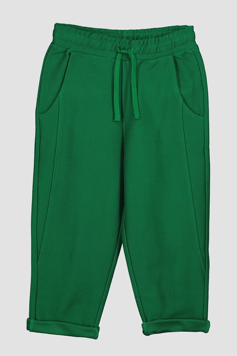 United Colors of Benetton, Памучен панталон с джобове встрани, Зелен