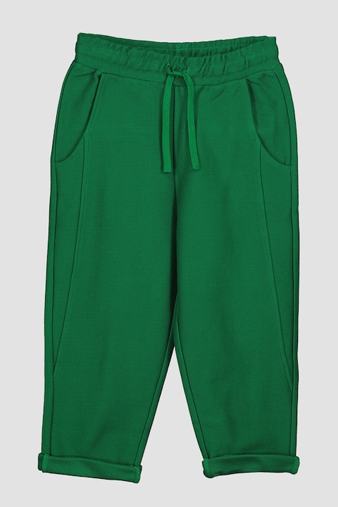 United Colors of Benetton, Памучен панталон с джобове встрани, Зелен