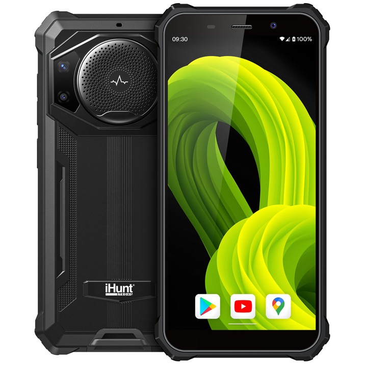 iHunt TITAN P11000 PRO Mobiltelefon, 10600 mAh gyorstöltés, 5, 45 hüvelykes átmérőjű képernyő, 60 Hz, 4 GB + 64 GB, kettős kamera 24 MP, 4G, Android 13, fekete