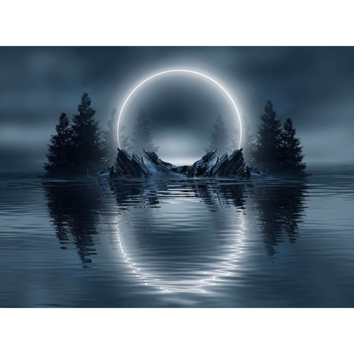 Fototapet autoadeziv PVC - Insula Intunecata Si Luna Plina, 120 x 190 cm