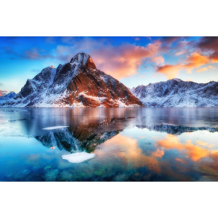 PVC öntapadó tapéta - The Mountain Mirrored in the Frozen Lake, 100 x 150 cm