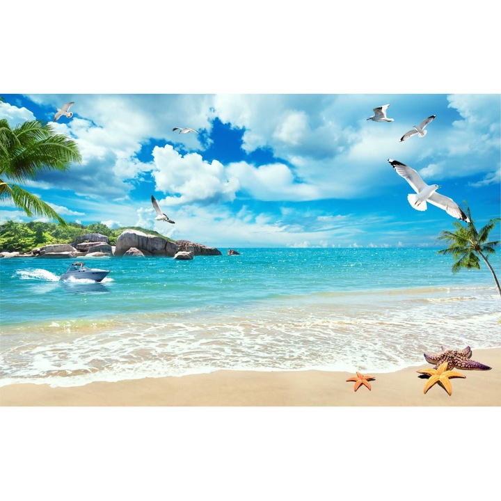 PVC öntapadós tapéta - Sunny Beach And Seagulls, 100 x 150 cm