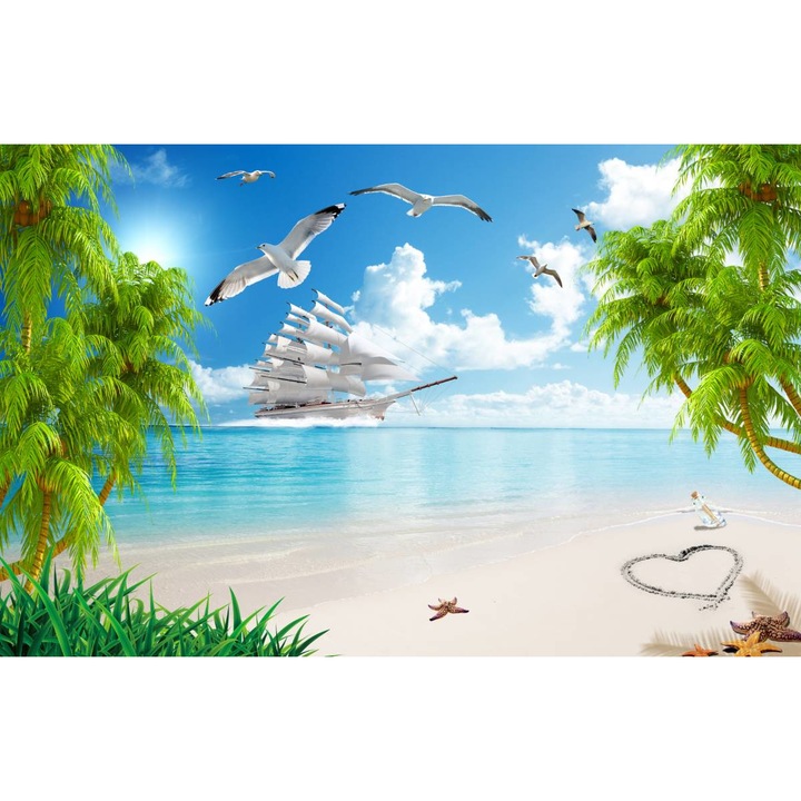 PVC öntapadó tapéta - The Steamer And The Tropical Beach, 100 x 150 cm