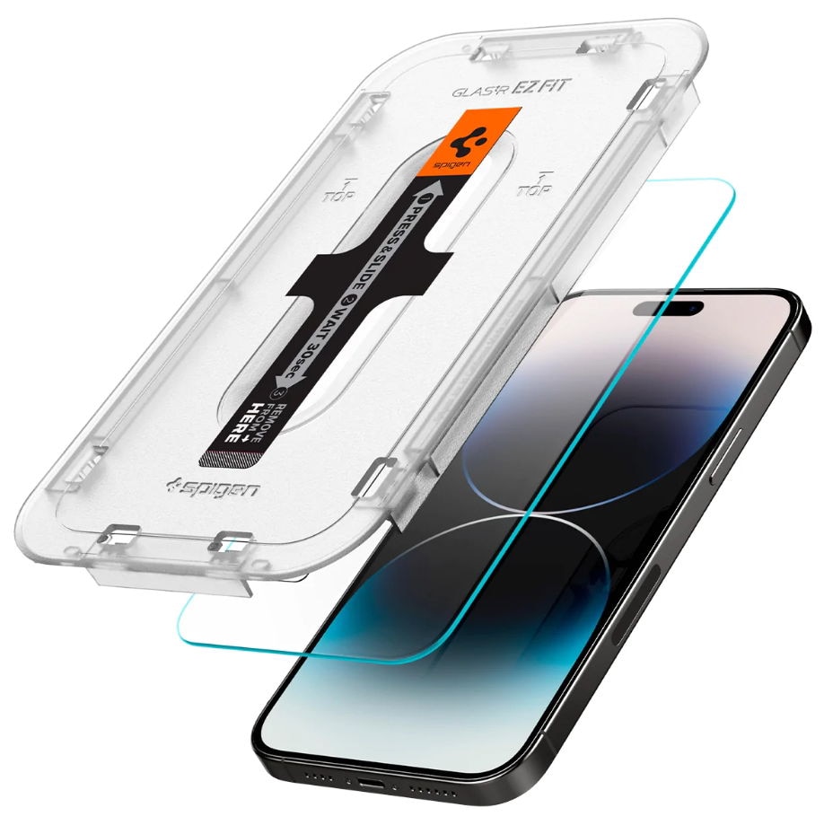 Set 2 Folii de protectie Spigen Glas.TR EZ FIT pentru Apple iPhone 14 Pro Max Transparent