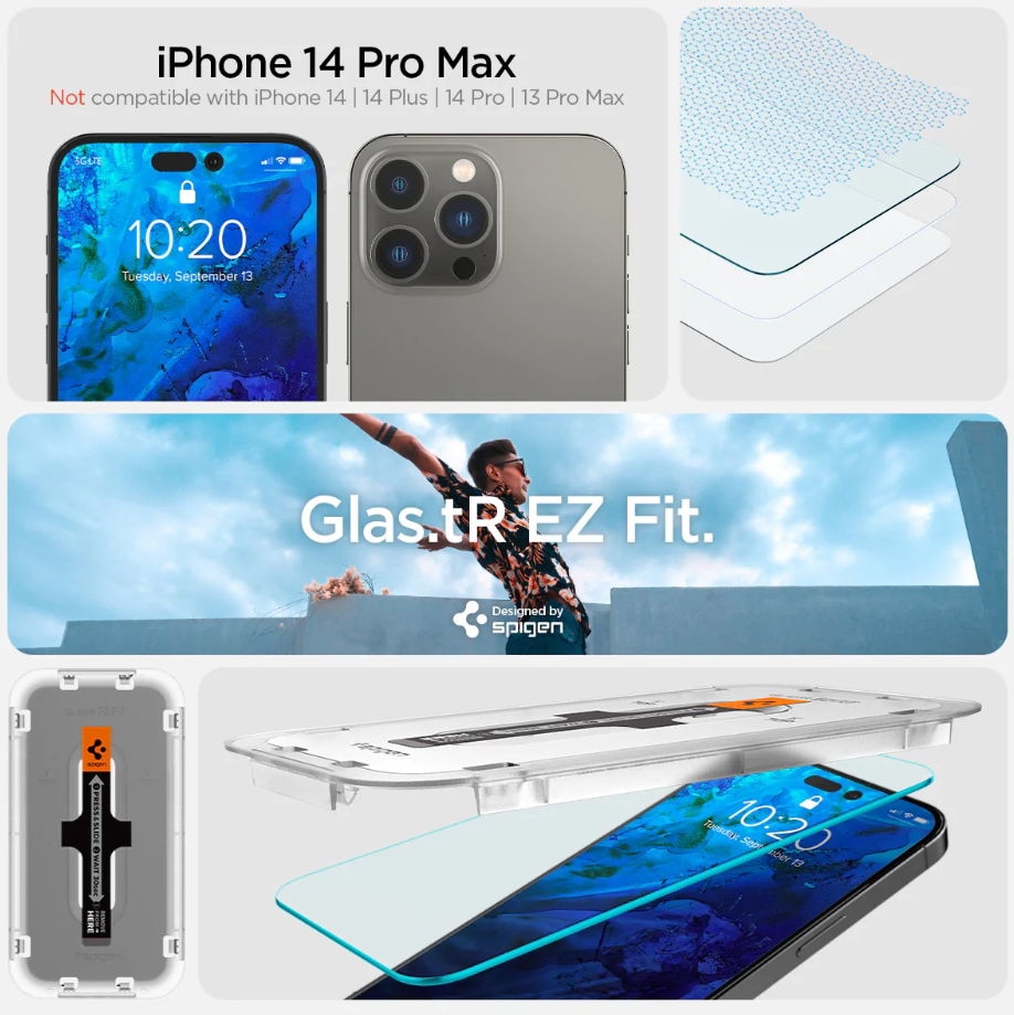 Set 2 Folii de protectie Spigen Glas.TR EZ FIT pentru Apple iPhone 14 Pro Max Transparent