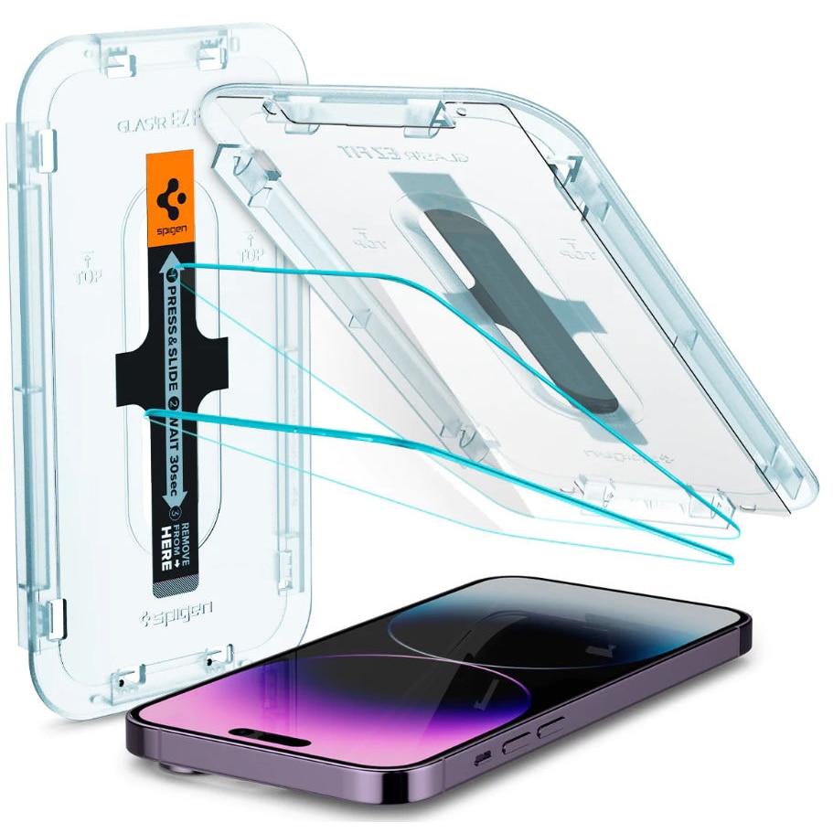 Set 2 Folii de protectie Spigen Glas.TR EZ FIT pentru Apple iPhone 14 Pro Max Transparent