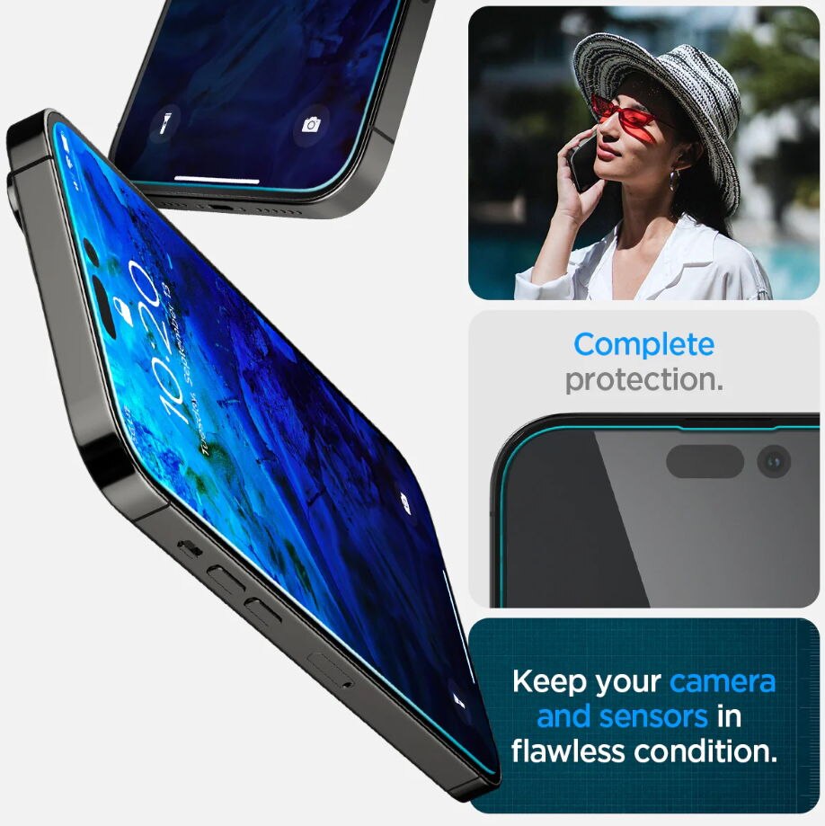 Set 2 Folii de protectie Spigen Glas.TR EZ FIT pentru Apple iPhone 14 Pro Max Transparent