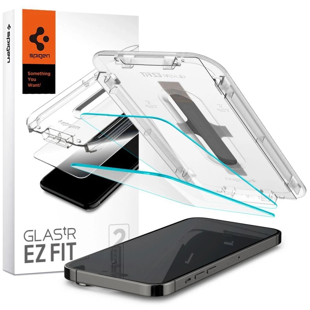 Set 2 Folii de protectie Spigen Glas.TR EZ FIT pentru Apple iPhone 14 Pro Max Transparent