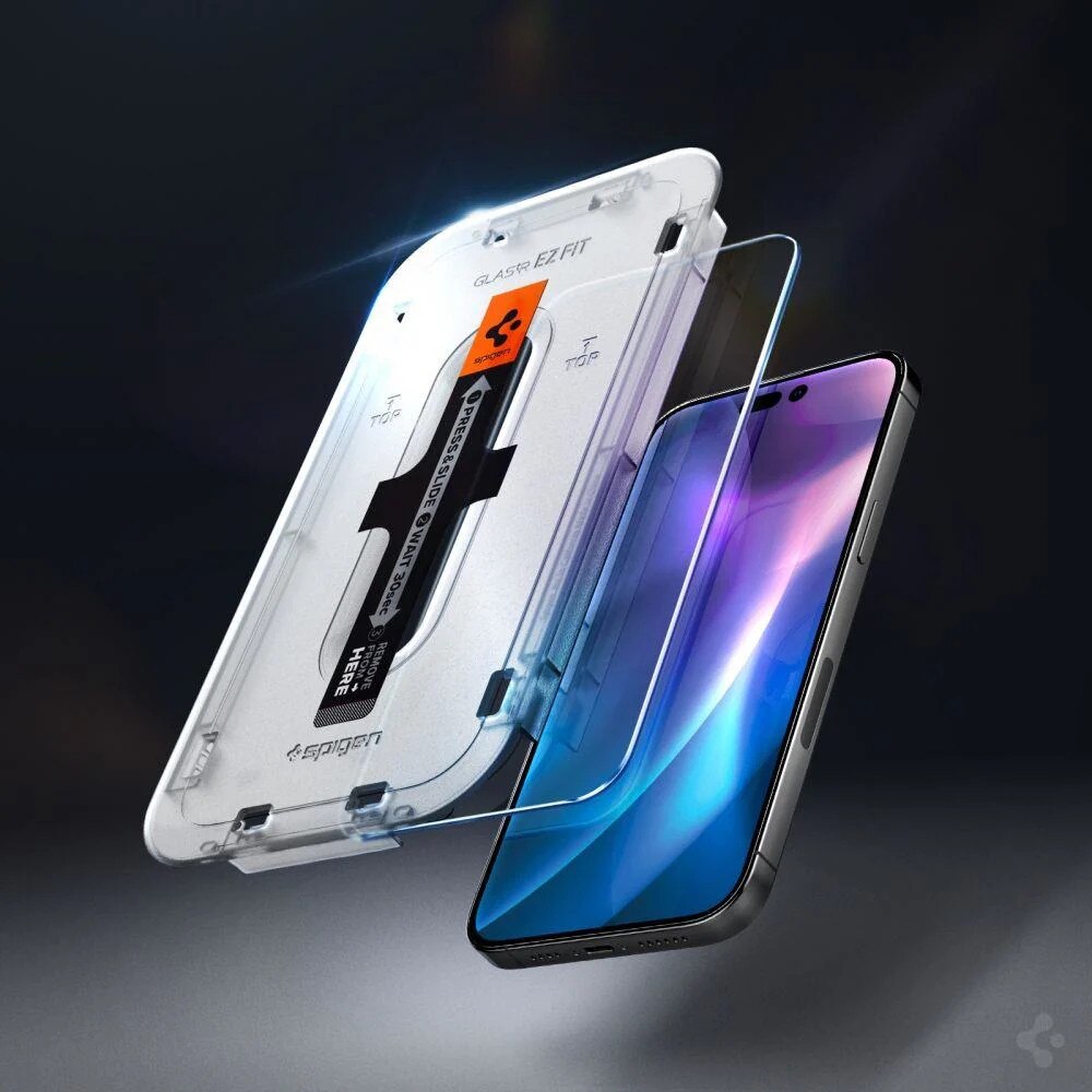 Set 2 Folii de protectie Spigen Glas.TR EZ FIT pentru Apple iPhone 14 Pro Max Transparent