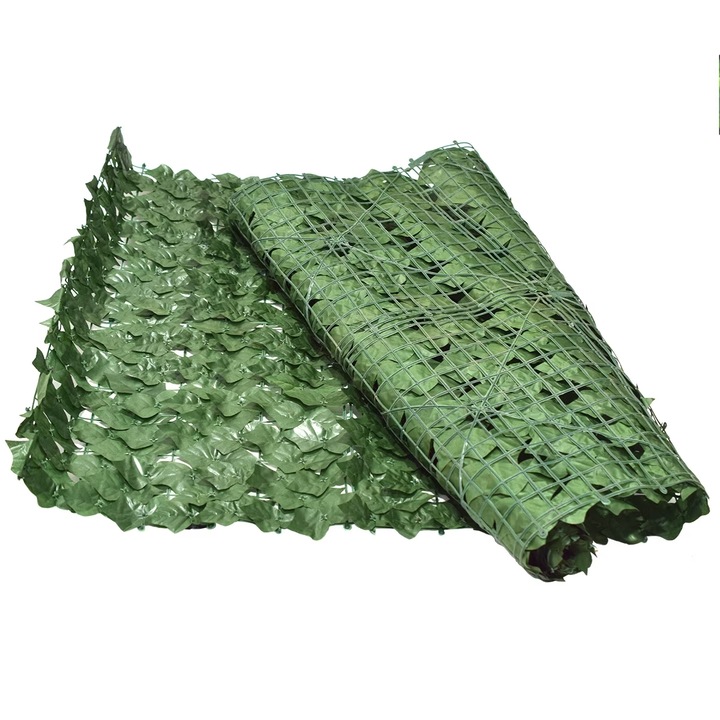 Изкуствена ограда, бръшлян, параван за балкон, тераса и ограда, тъмнозелен, 100x300 см