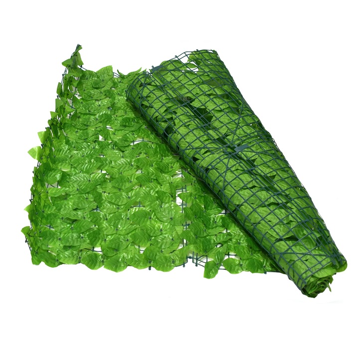 Изкуствена ограда, Хедера, Параван за балкон, тераса и ограда, Светло зелено, 100x300 см