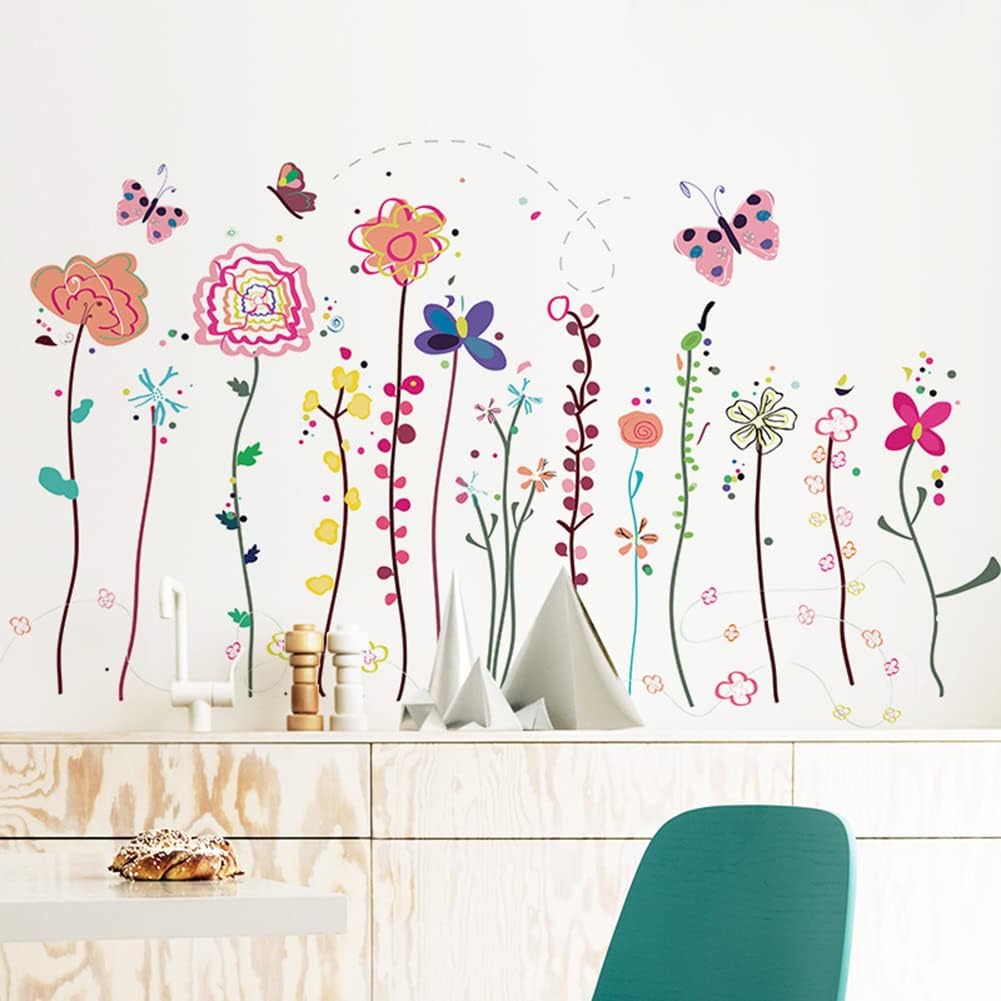 Set 2 folii stickere perete, Sunmostar, Model flori, 30 x 90 cm