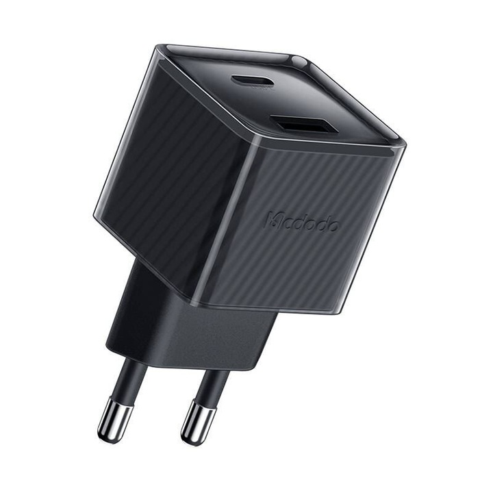 Hálózati töltő, Mcdodo, 33W gyors töltés, 1 x USB-C + 1 x USB, Samsung / iPhone / Xiaomi / Oppo, Fekete