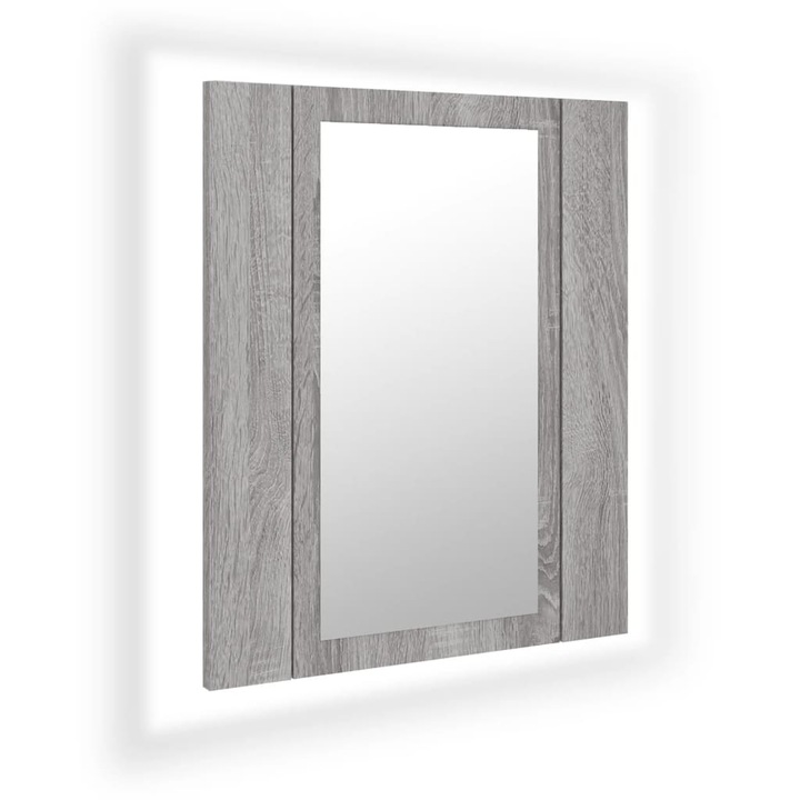 LED шкаф за баня огледало vidaXL, сив сонома, 40x12x45см, инженерно дърво, 5 Kg