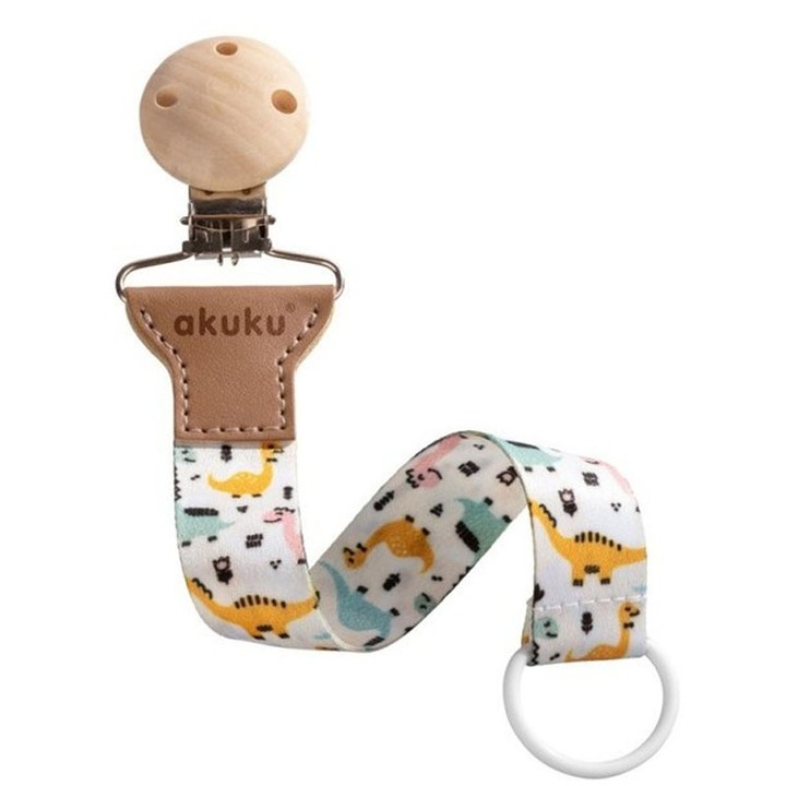 Lant pentru suzeta Akuku Soother holder with clip A0580, Multicolor