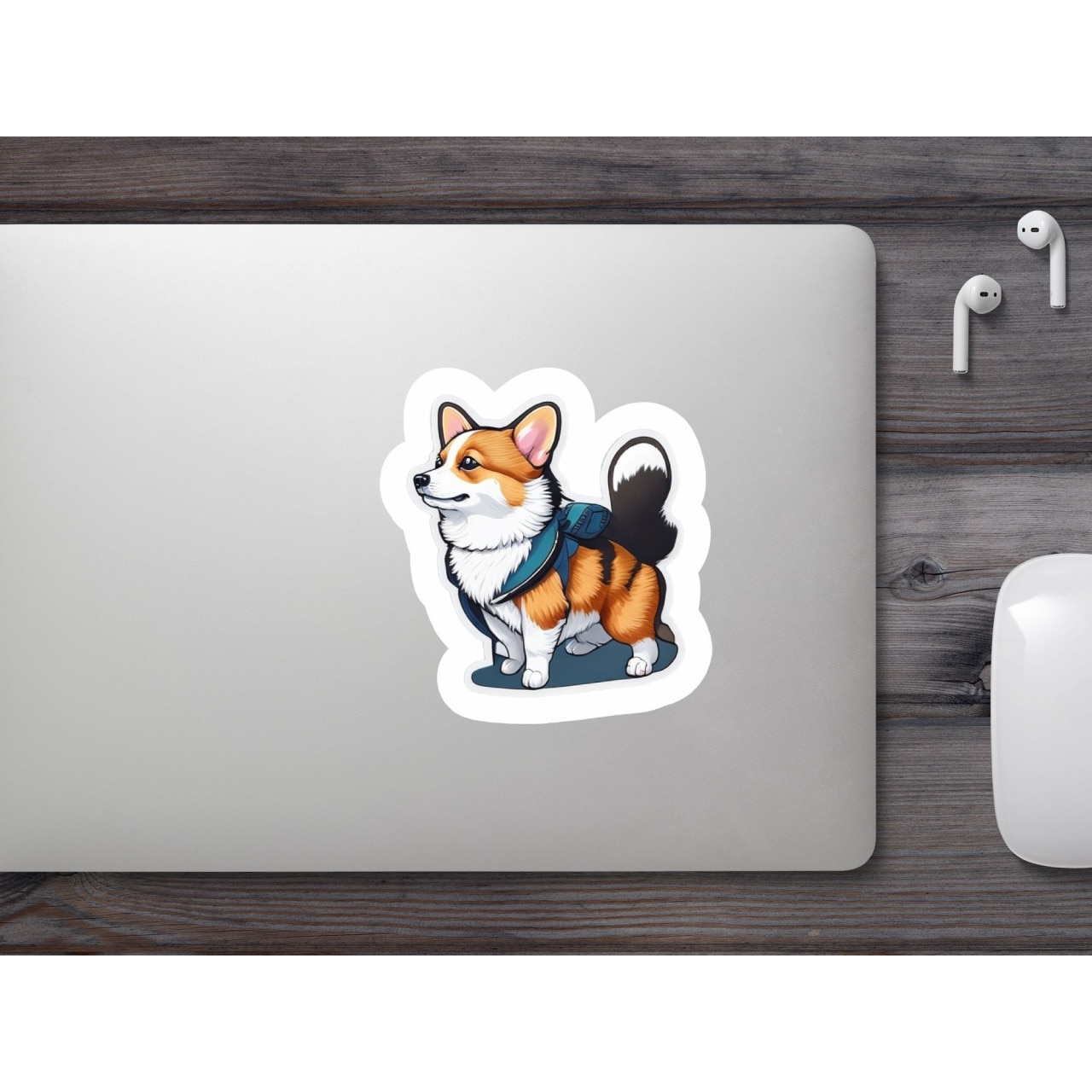 Set 3 bucati, Sticker decorativ, Corgi cu guler, Rezistent la apa ...