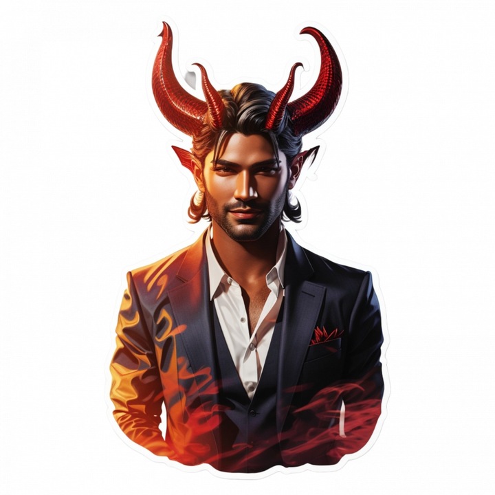 3 darabos készlet, Dekoratív matrica, Lucifer démon szarvakkal, Vízálló, NO830, 6 cm, Többszínű