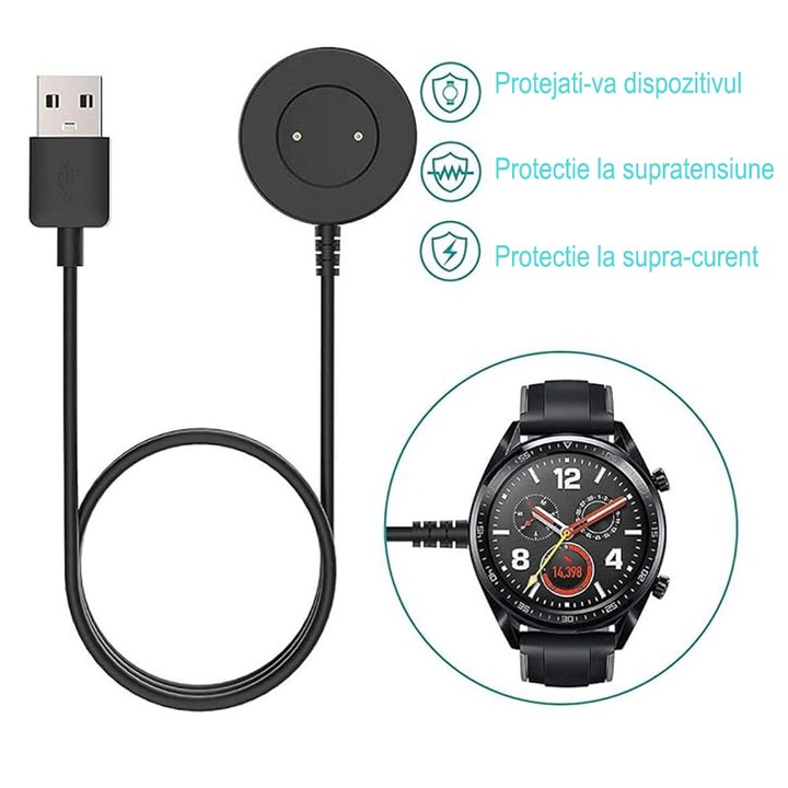 Cablu de incarcare pentru smartwatch, Compatibil cu Huawei, Negru