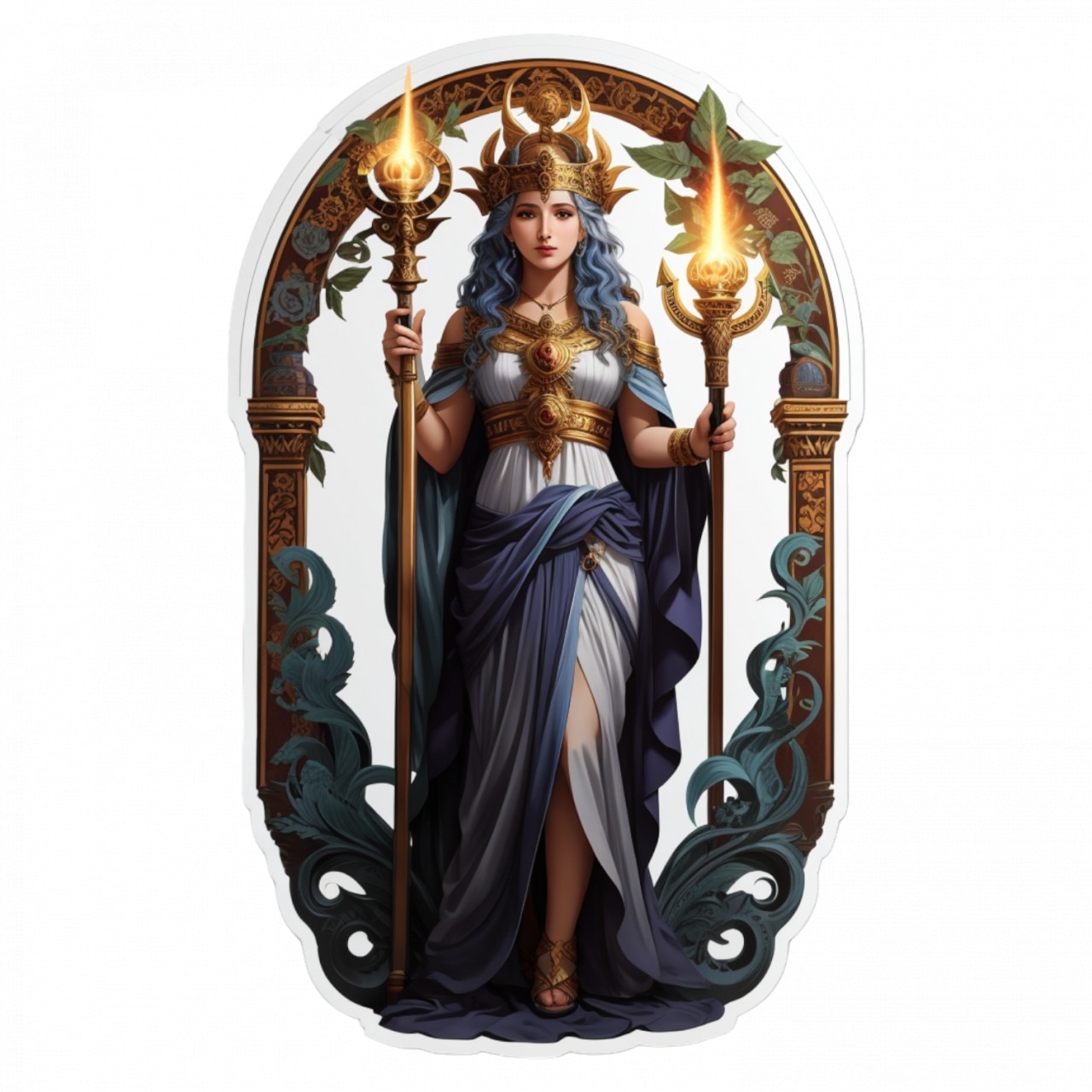 Комплект от 3 части, Декоративен стикер, Богиня Хеката, Водоустойчив ...