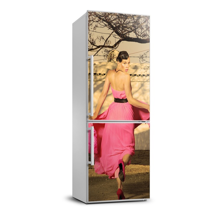 Stickere decorative, Tulup, autocolant pentru frigider, femeie in roz, Roz, 70 cm x 190 cm, 010120180030000008939