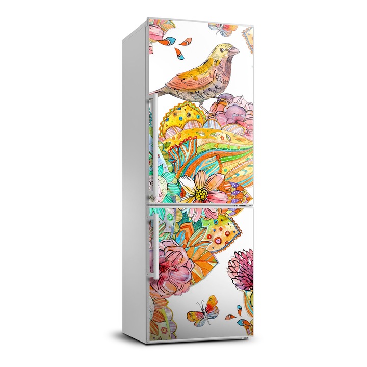 Stickere decorative. Tulup. autocolant pentru frigider. fluturi flori. Alb. 60 cm x 180 cm. 010120180020000005835