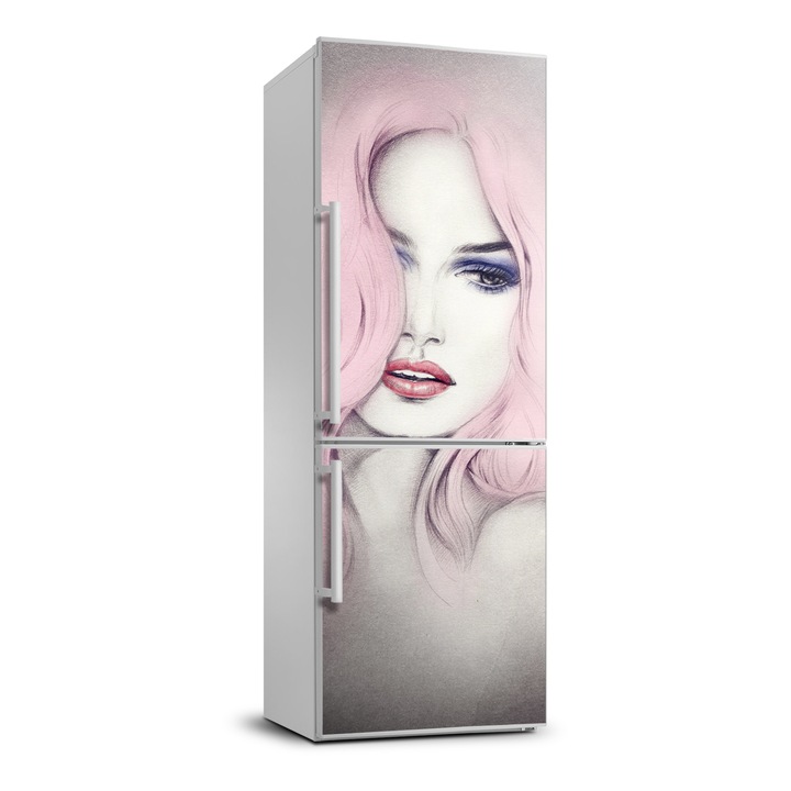 Stickere decorative. Tulup. autocolant pentru frigider. femeie abstracta. Roz. 60 cm x 180 cm. 010120180020000008647