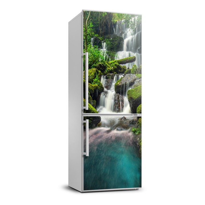 Stickere decorative. Tulup. autocolant pentru frigider. cascada in jungla. Verde. 60 cm x 180 cm. 010120180020000007718