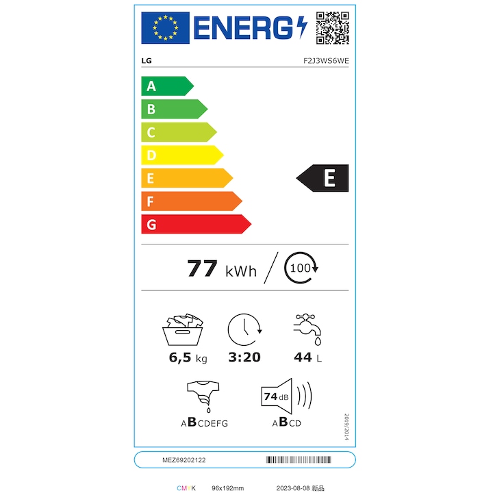 Masina de spalat rufe Slim LG F2J3WS6WE, 6,5 kg, Clasa E, 1200 RPM, Alb