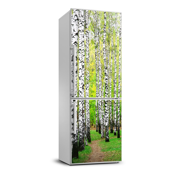 Stickere decorative, Tulup, autocolant pentru frigider, padure de mesteacan, Verde, 70 cm x 190 cm, 010120180030000008851