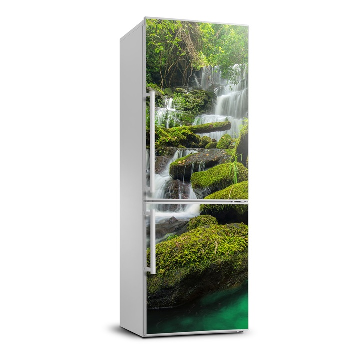 Stickere decorative. Tulup. autocolant pentru frigider. cascada in jungla. Verde. 70 cm x 190 cm. 010120180030000007264