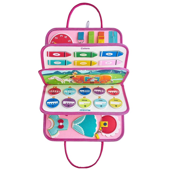 Montessori interaktív érzékszervi könyv, URWANDER®, hordozható, 1-3 év