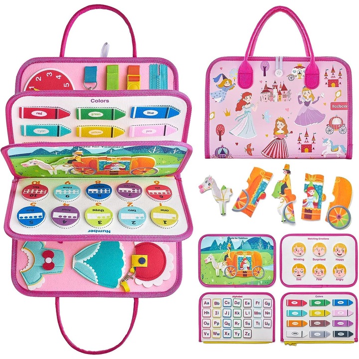 Carte senzoriala interactiva Montessori, URWANDER®, Portabil, 1-3 ani