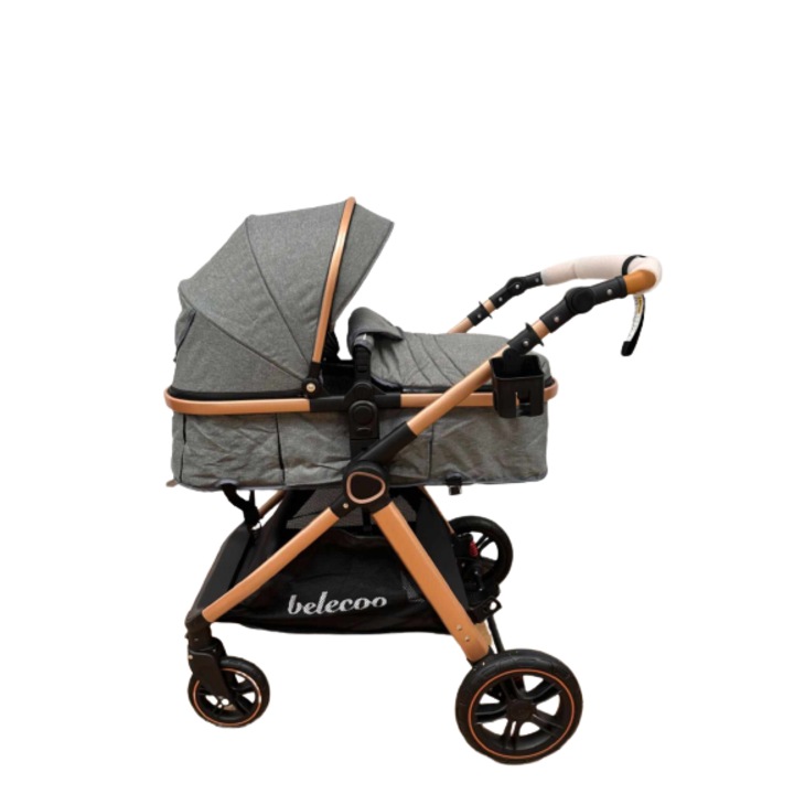 Carucior de copii 2 in 1 cu geanta accesorii, 105 x 95 x 60 cm, gri