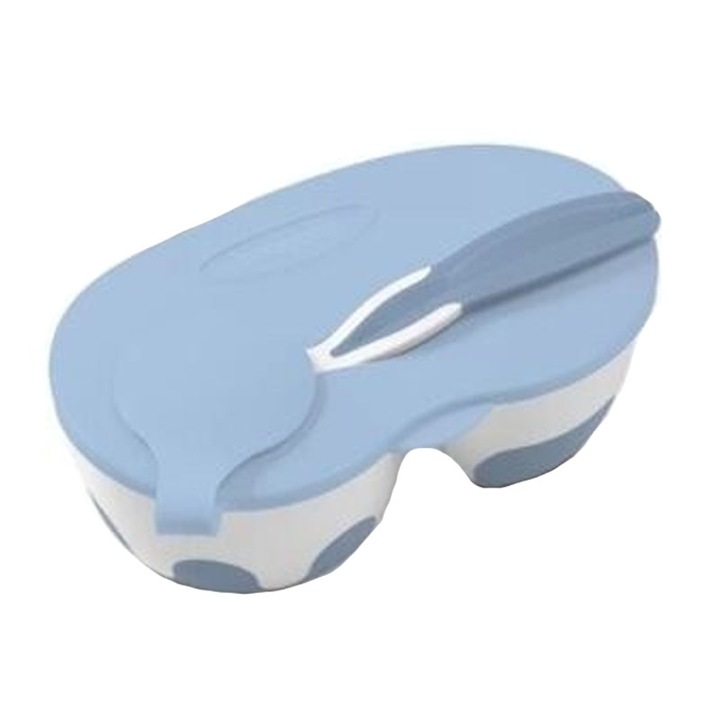 Tálkészlet két rekesszel és kanállal gyerekeknek BabyOno 1067/01, kék