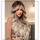 Peruca pentru femei cu par lung ondulat, breton, culoarea blond cenusiu balayage, 65 cm, The Casius.®