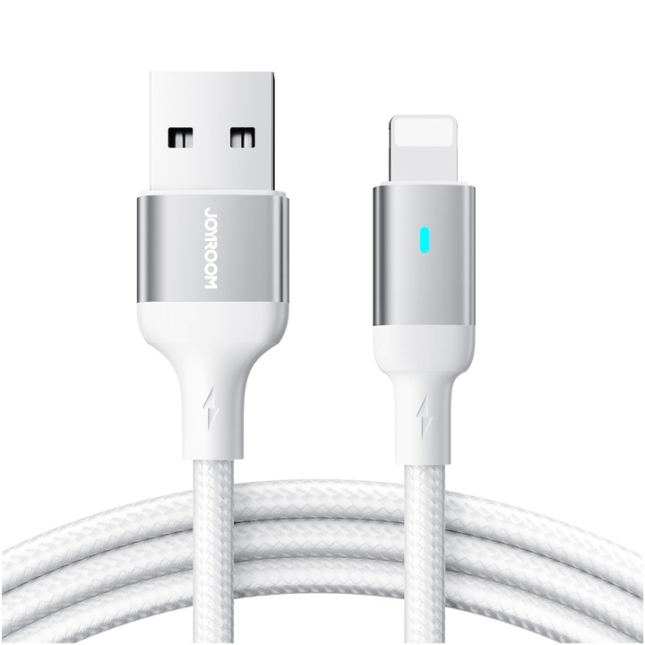 Cablu Date Si Incarcare Joyroom, Usb La Lightning, 2.4A, Lungime 2m, Super Rezistent Material Textil, Alb - S-UL012A10
