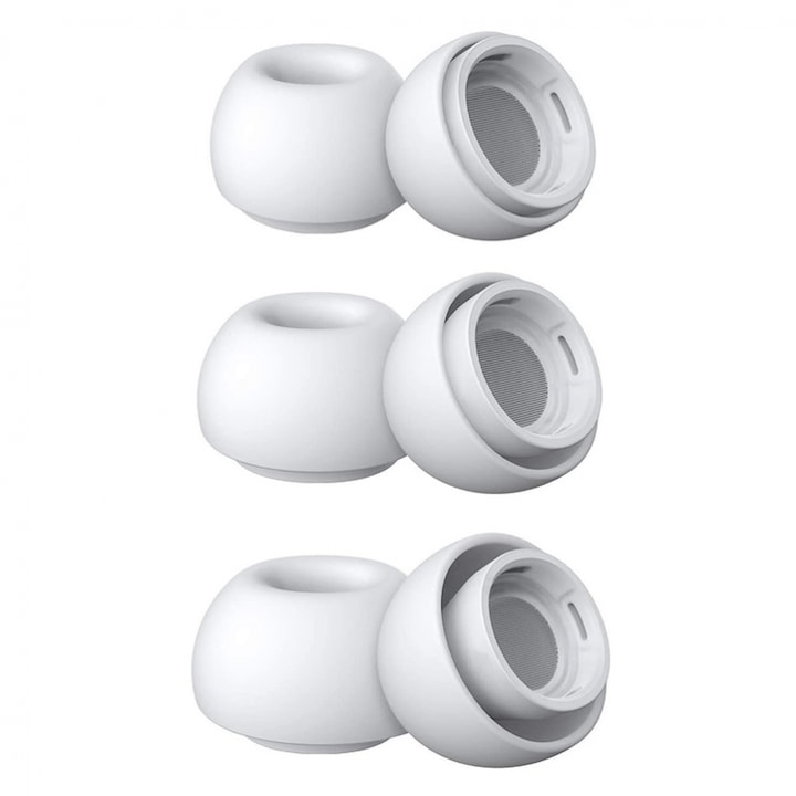 OEM 3 pár szilikon dugós készlet, Airpods Pro / Pro 2-hez, fehér, M-es méret
