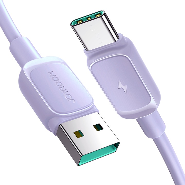Кабел за данни Joyroom USB-A към Type-C порт, Бързо зареждане, 1.2 м, 3A, Лилав
