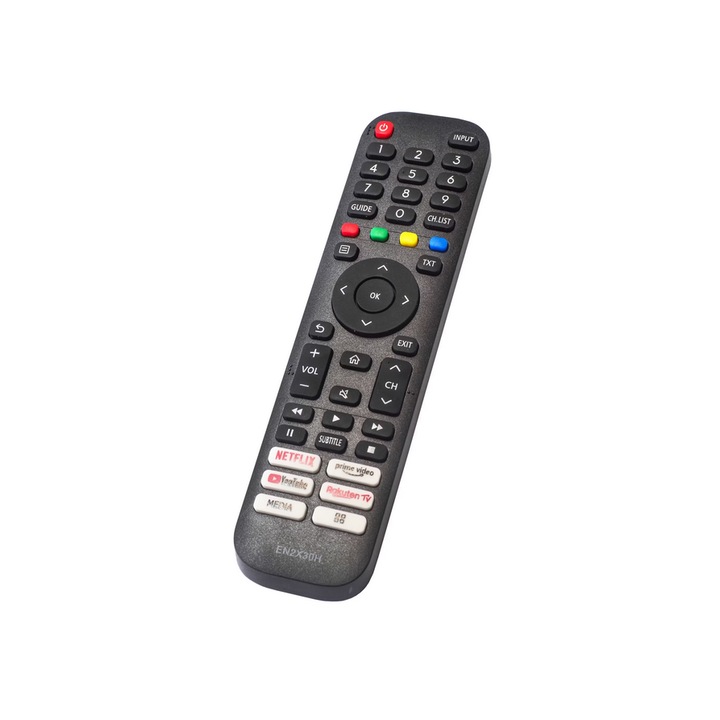 Csere TV távirányító, Kompatibilis Hisense Smart, EN2X30H, 32A5600F, 40A5600F, Használatra programozva, Netflix, Youtube, Fekete, Zutech Elemp Group