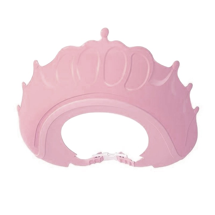 GREATON Защитна шапка за деца/бебе, силикон/пластмаса, дизайн на короната, идеална за баня, предпазва очите и ушите от вода и шампоан, розова