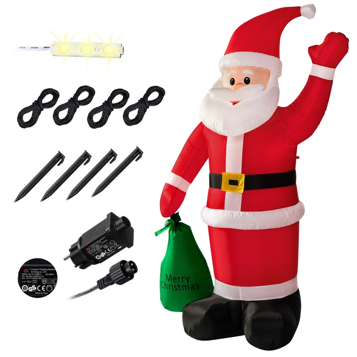 Mos Craciun gonflabil, Monzana, 6 LED-uri, dimensiuni 180 cm x 120 cm