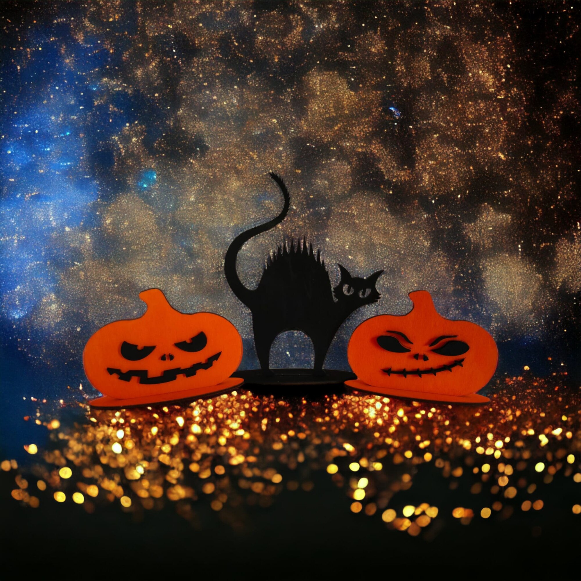 Комплект от 3 фигурки за Хелоуин (2 тикви + 1 черна котка) 130x110 mm ...