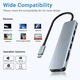 Хъб USB Type-C 7 в 2, Axeloni ®, мултипорт 2 x USB 2.0, 1 x USB 3.0 5Gbps, HDMI 4K 30Hz, четец на карти TD и SD карта, USB Type-C PD 100W, сив